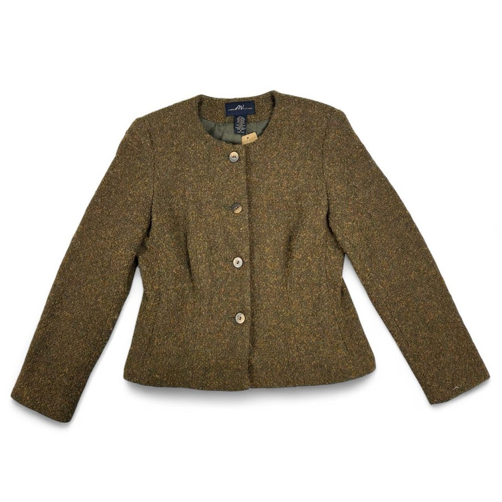 Wool Blend Olive Tweed Tailored Jacket